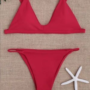 Low Waist Spaghetti Strap Red Bikini NWT - Size Large